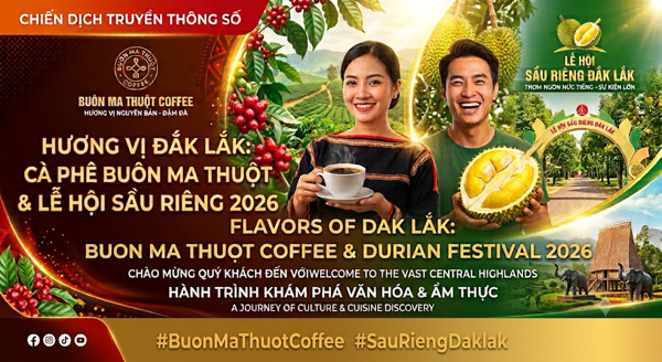 Sở Văn hóa, Thể thao và Du lịch tỉnh Đắk Lắk phát động Chiến dịch truyền thông số quảng bá thương hiệu Cà phê Buôn Ma Thuột và Lễ hội Sầu riêng Đắk Lắk  